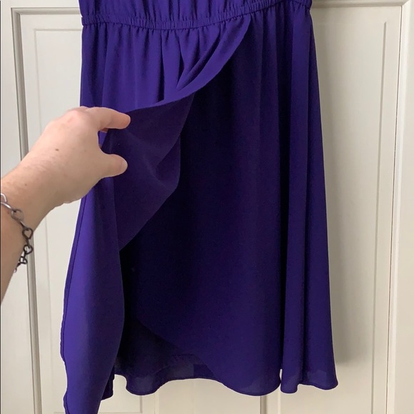 LOFT Purple Faux-Wrap Dress - Size M - Picture 3 of 4
